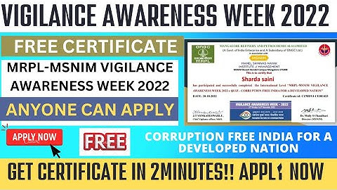 Free Vigilance Awareness Week 2022 Certificate | Vigilance Awareness Week | Free Certificate