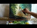 Cara melukis hutan bambu menggunakan pisau palet