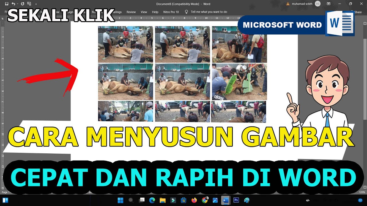 Cara menyusun gambar/foto di microsoft word agar rapi - YouTube