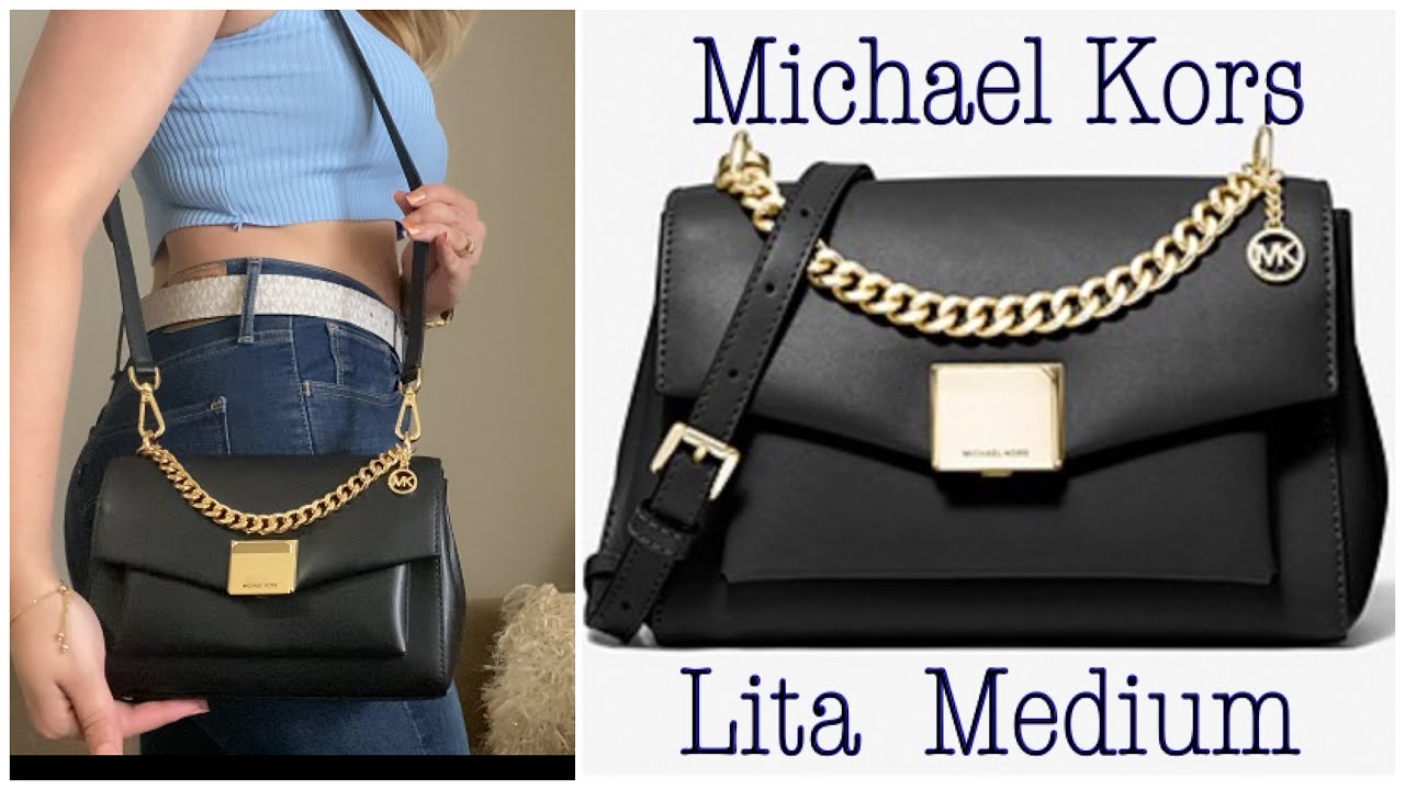 Gorgeous MICHAEL KORS Lita Medium Two-Tone Logo Crossbody Bag in