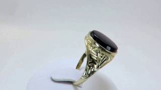 9CT Yellow Gold Onyx Signet Ring Mens - Womens - Unisex 2.6G (00300)