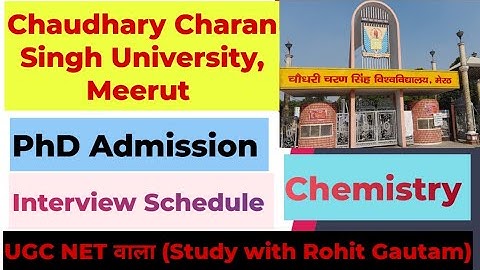 PhD Admission II Chemistry Interview II Chaudhary Charan Singh University, Meerut II CCSU PhD
