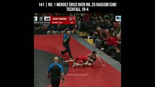 141 | No. 1 Jesse Mendez (OSU) over No. 25 Dylan Ragusin (UM), TECHFALL, 19-4