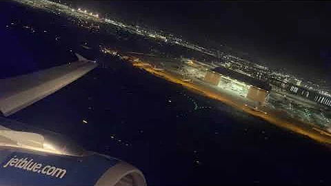 JetBlue Airbus A320 Night Takeoff San Francisco Intl. (KSFO)