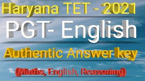 HTET (PGT- English) Answer key ( held on 2nd Jan, 2021) English, Maths and  Reasoning section..