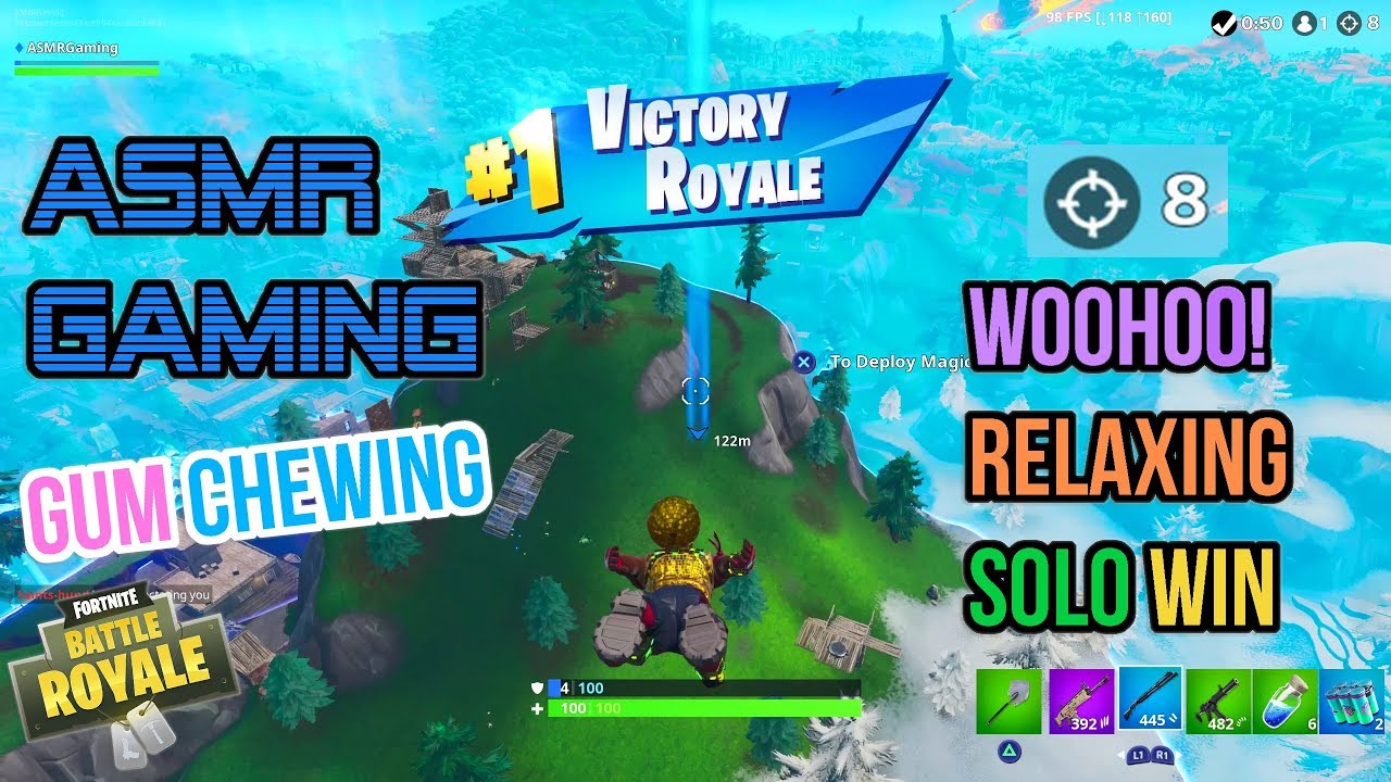 ASMR Gaming | Fortnite Woohoo! Relaxing Solo Win Gum Chewing 🎮🎧Controller Sounds + Whispering😴💤