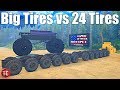 SpinTires MudRunner: BIG TIRES vs 24 TIRES!! (Truck Night in America)