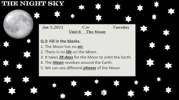 Grade 1 Science Unit 8: The Moon (fill in the blanks)