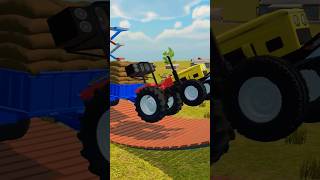 Indian vehicle simulator tractor stunt mode with big trolla full modified tractor #shortsviral