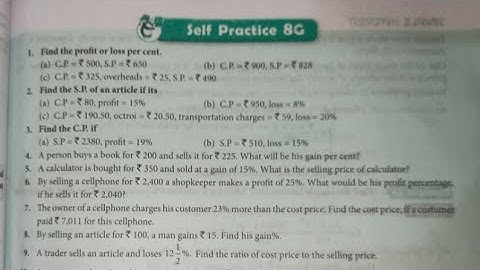 new learning composite mathematics class 7 ex 8g | SChand math 8g percentage and it