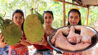 Cooking jack fruit with pork leg recipe