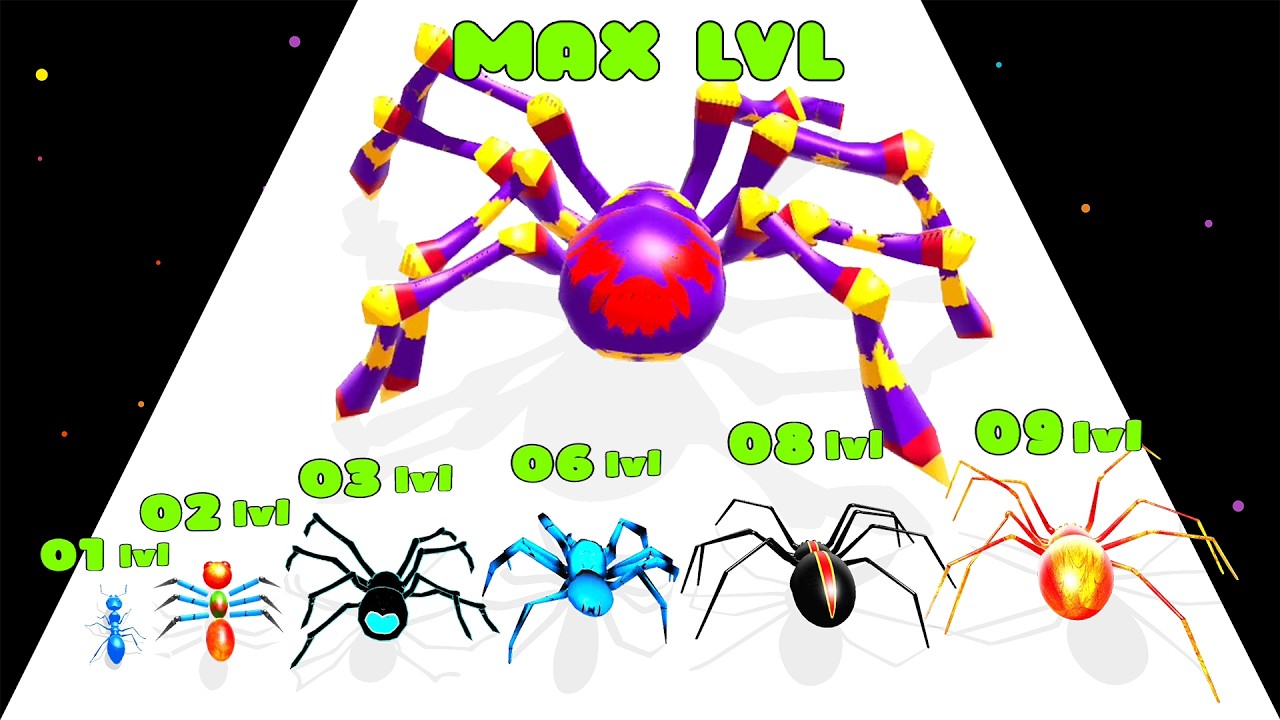 SPIDER EVOLUTION RUN 3D - Level Up Spider Max Level Gameplay (Insect Evolution Spider Run Games)