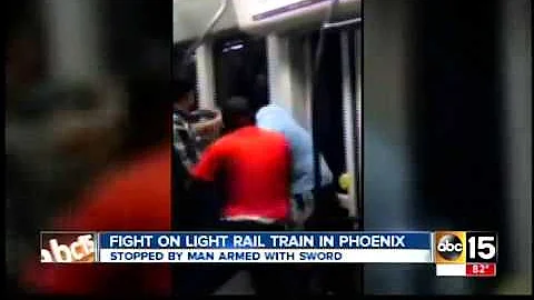 Sword wielding hero stops fight