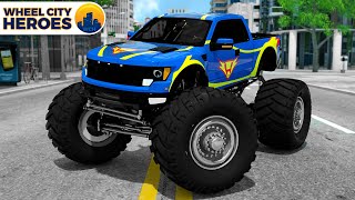 Meet New Hero Monster Truck | Police Car Catches a Fake Hero | Wheel City Heroes (WCH)