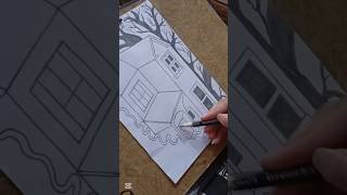 🏡 Easy 3D House Drawing with Pencil Shading #shorts #pencildrawing