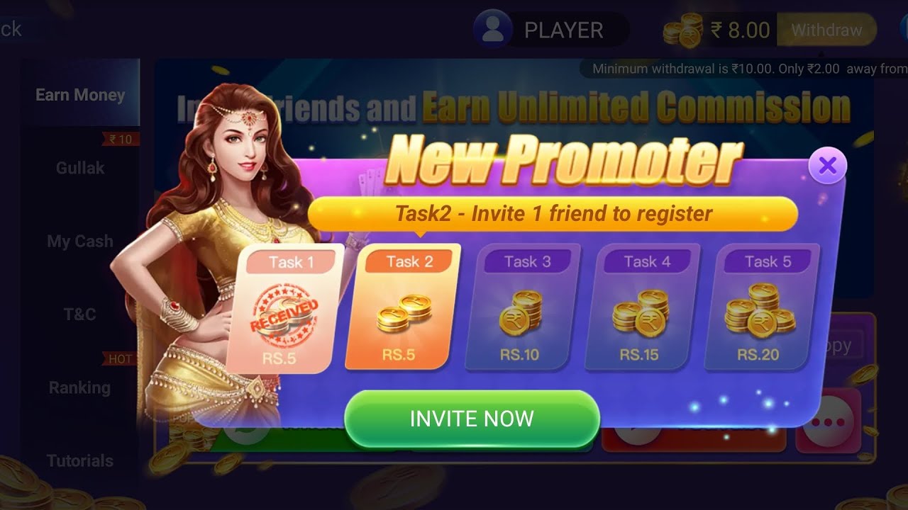 The hottest cash game in India Recharge and p earn ₹5000 Per invi20000🙏