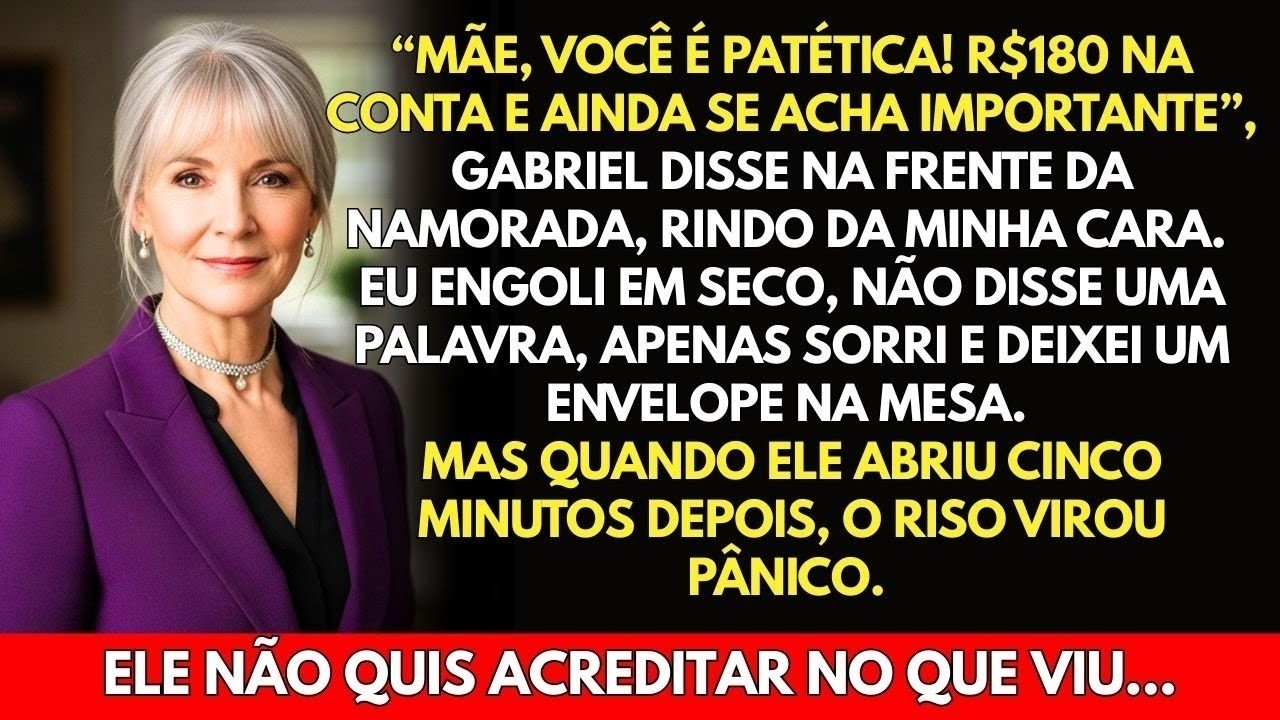 “Mãe, você não tem nem dinheiro para um almoço decente”, ele disse, ainda a rir, e a namorada ria ao lado dele. Eu só sorri, coloquei o envelope pardo em cima da mesa da cozinha e apontei para...