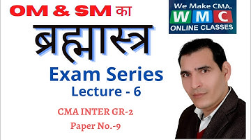 OM & SM Ka Brahmastra Exam Series | Lecture -6 | CMA Inter |  By Prof. Satyesh Kumar|