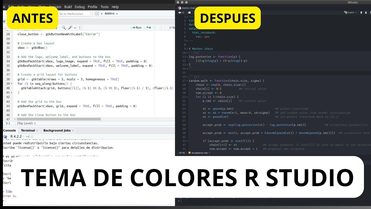 R studio colores (temas) 2025 - YouTube