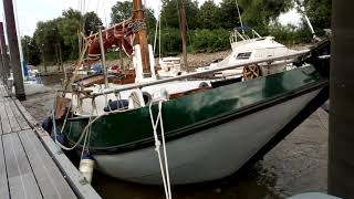 MISSES HIPPIE Sogwirkung eines Frachters bei absoluten Niedrigwasser Hafen Hetlingen / Elbe