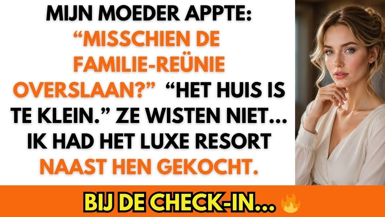 Mijn moeder belde me precies toen ik mijn laatste handtekening zette. “Misschien kun je de reünie dit jaar overslaan, Anne. Het huis aan het Gooimeer wordt behoorlijk vol met de kinderen van je...
