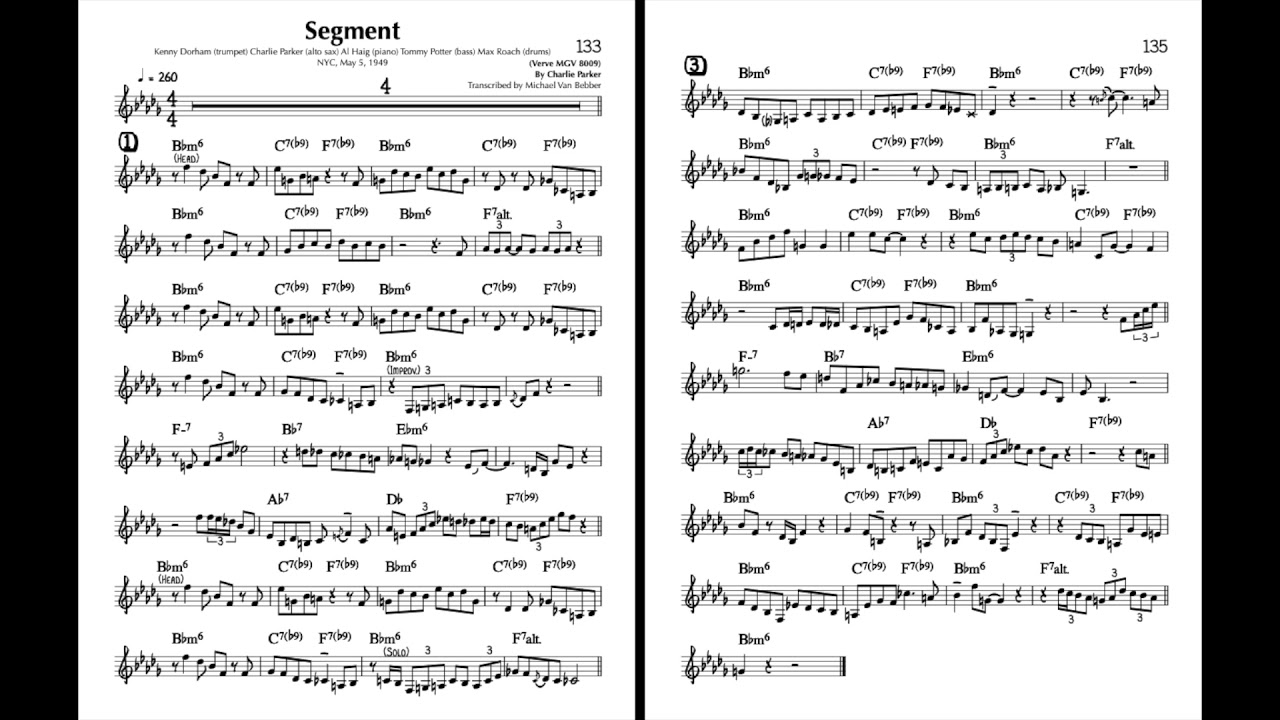 Segment From Charlie Parker 60 Melodies And Solos Book Concert Segment From Charlie Parker 60 Melodies And Solos Book Concert