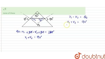 The maximum refractive index of a material, of a prism of apex 90^(@) , for which light may be t...