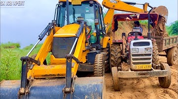 New Jcb 3dx Backhoe Loader Machine Loading Red Mud In Massey Ferguson 7250 Di Tractor | Jcb Tractor