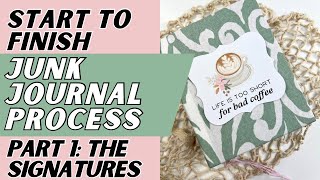 Junk Journal Start to Finish - Part 1 - Adding Signatures and Pockets - Carta Bella Coffee Shop