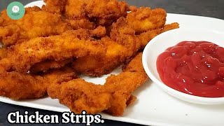 Crispy Chicken Strips easy recipe\/Chicken fingers\/chicken tenders\/chicken fillets\/lunchbox recipe.