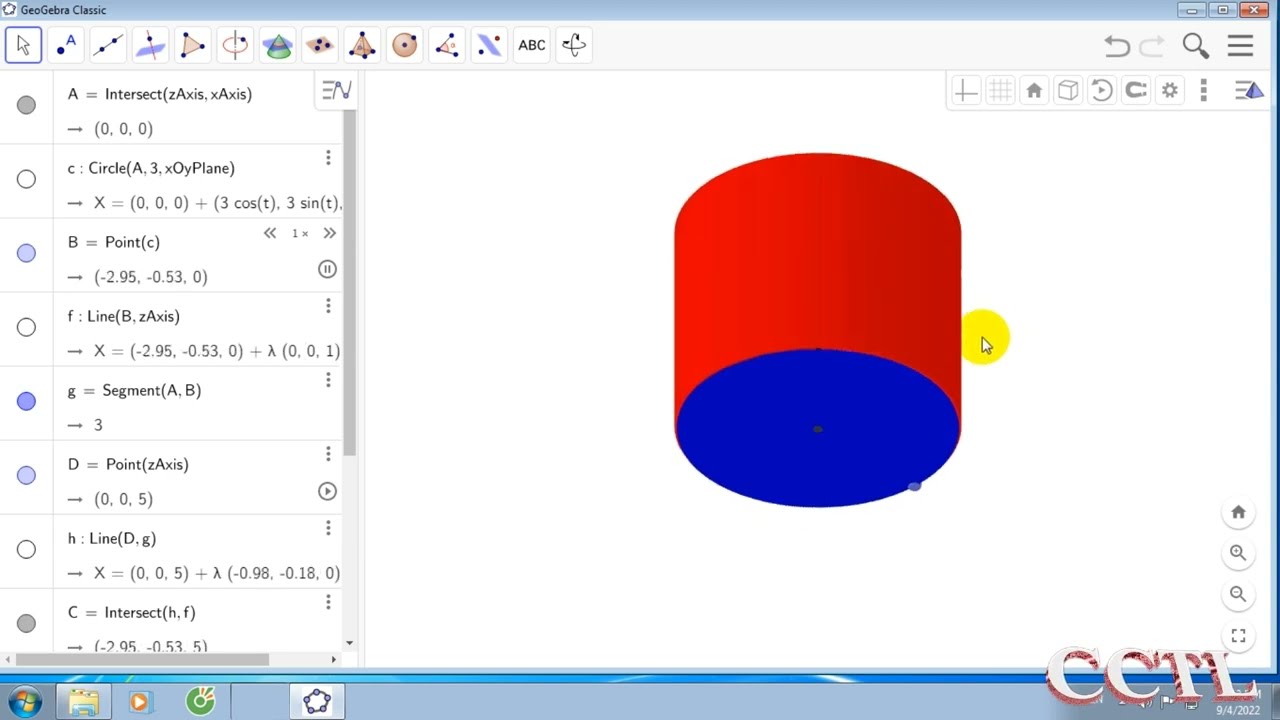 CÁCH TẠO MÔ PHỎNG HÌNH TRỤ BẰNG CÁCH QUAY HÌNH CHỮ NHẬT VỚI GEOGEBRA