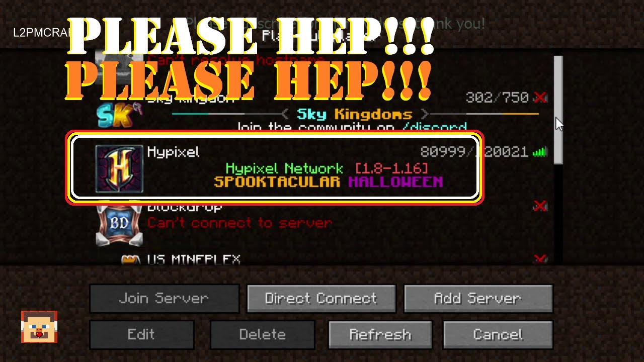 Hypixel Server, I Cannot Join the server, Please Help! L2pmcraft - YouTube