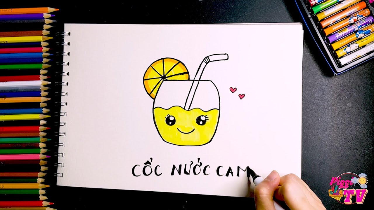 Hướng Dẫn Vẽ Cốc Nước Cam Đơn Giản | How To Draw A Orange Juice Cup | Hướng  Dẫn Tô Màu Cốc Nước - Youtube