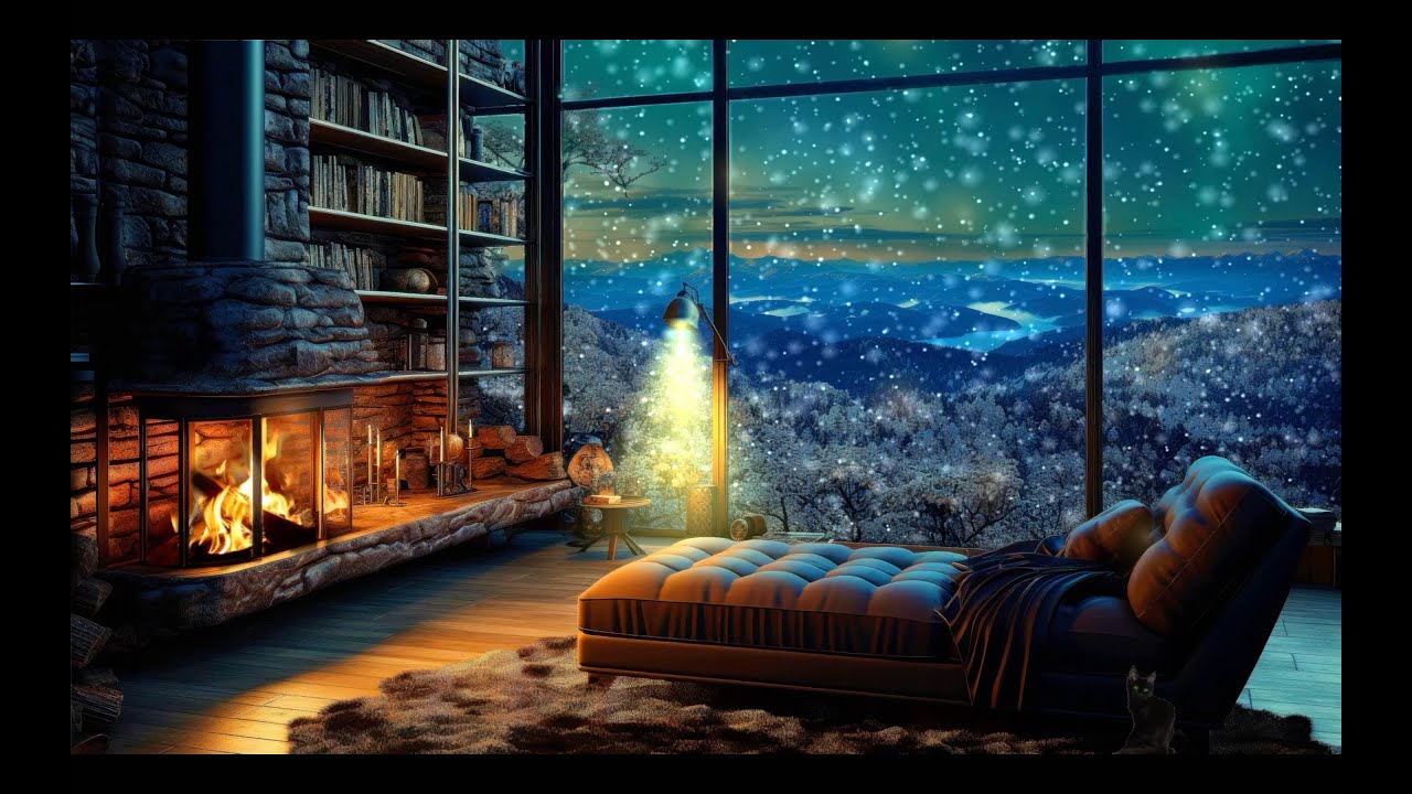 4K Cozy Ambience Live — Purring Cat & Rainy Fireplace for Sleep, Study, Relaxation