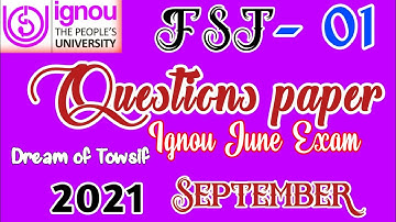 FST - 01।।FST 01 Questions paper 2021 june।।Fst 01 question answer।FST 01 previous year question sep