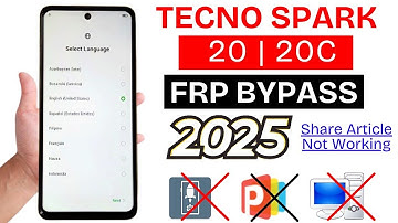 Tecno Spark 20 | 20c Frp Bypass Android 13/14 Without Pc - Share Method Not Working 2025 New Method