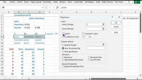 Computing Variance Inflation Factors in Excel and using them to specify a multiple regression model