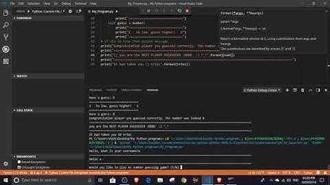 My number guessing game on Pycharm