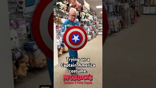 Trying On A Captain America Costume.