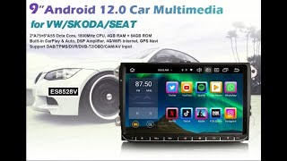 Erisin ES8528V Android 12.0 Car GPS Wireless CarPlay Auto Radio SWC DTV DSP Stereo For VW Seat Skoda