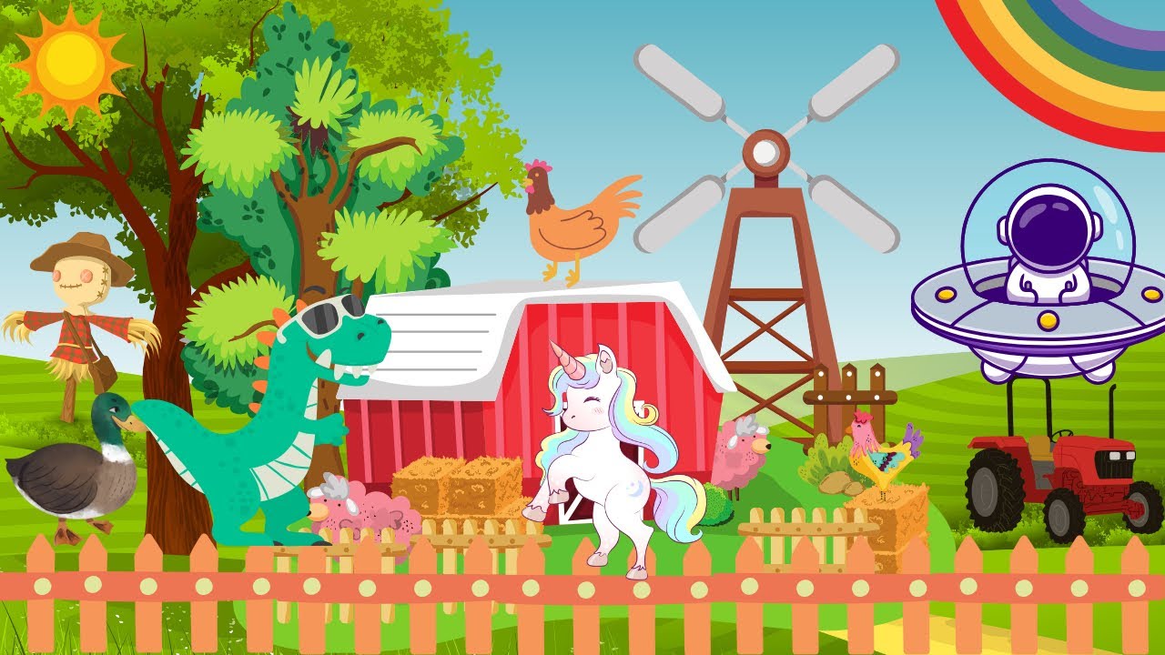 Old MacDonald Had a Farm!  Dinosaur, Unicorn & SpaceShip + more Nursery Rhymes 