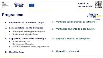 Webinaire checklist EIC Pathfinder Challenges