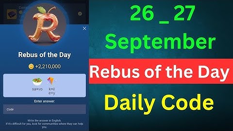 26 September All Quests Code X Empire | Youtube Video Code | Rebus Of The Day | Investment Fund Card