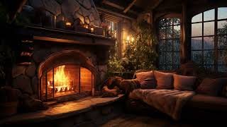 Cozy Cabin Ambience With Gentle Rain And Crackling Fireplace Sounds 🔥 Relaxing Music For Sleep
