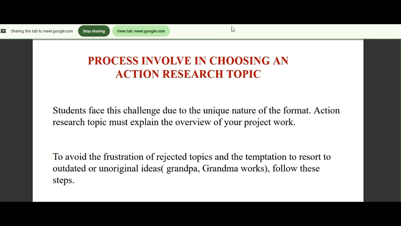 SELECTION OF ACTION RESEARCH TOPIC @morgantvwatch. - YouTube