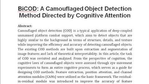 BiCOD A Camouflaged Object Detection Method Directed by Cognitive Attention