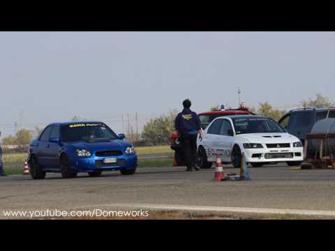 Japan Challenge! Subaru Impreza STi Turbo VS Mitsubishi Lancer EVO VII Drag Race