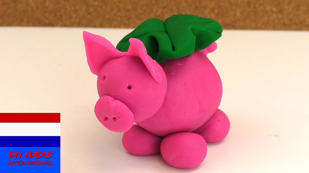 geluksbiggetje zelf varkentje en klavertje vier maken met PlayDoh
