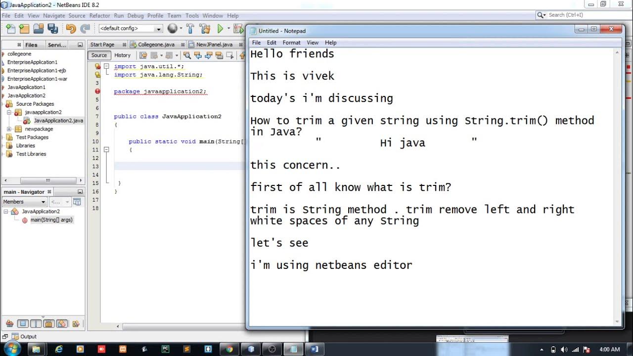 How to trim a given string using String trim method in Java - YouTube