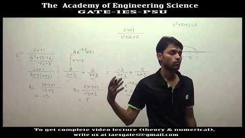 Lec 11: INVERSE LAPLACE TRANSFORM: GATE LECTURES SIGNAL EE ECE